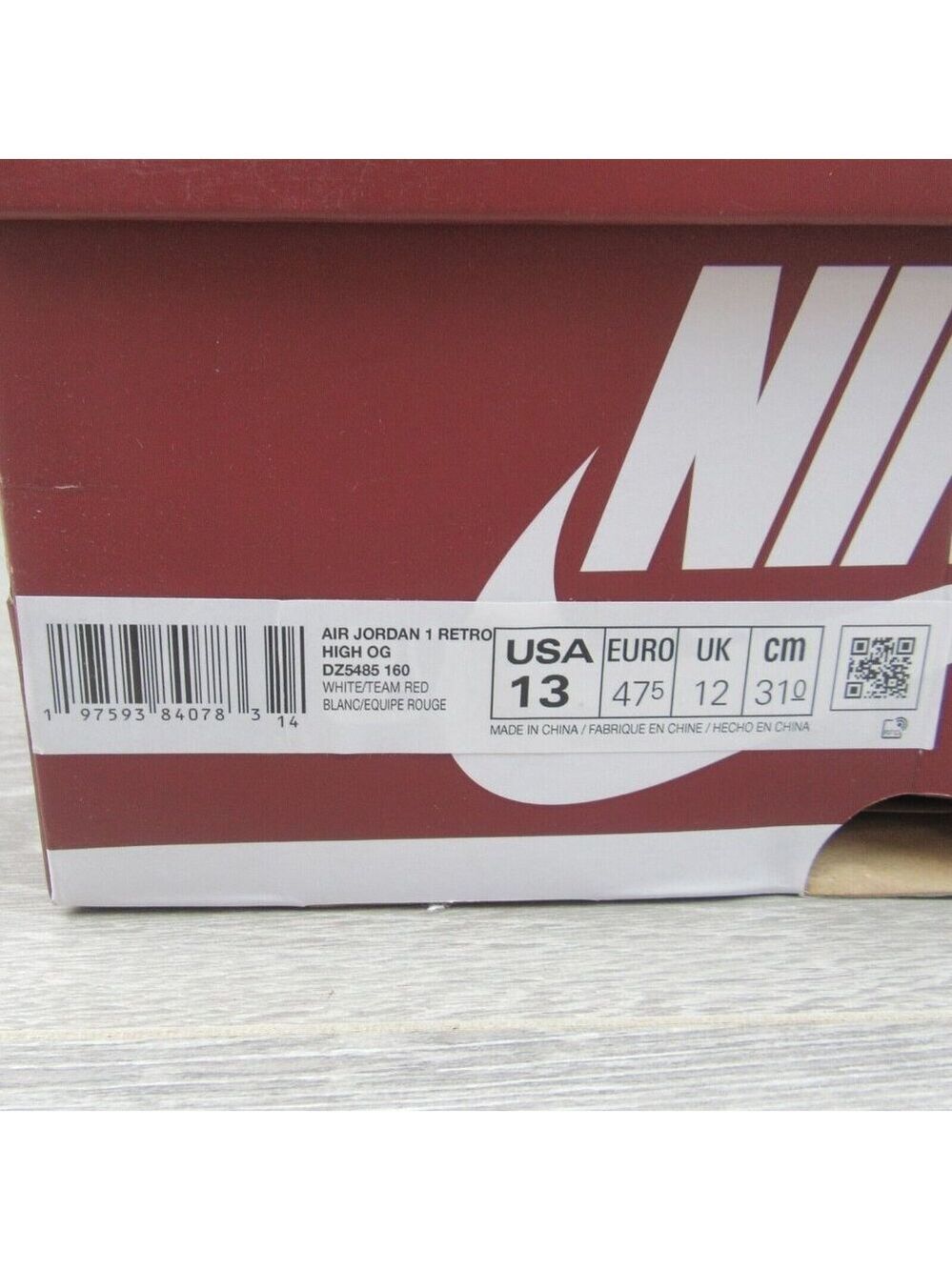Jordan 1 Retro High OG Artisanal Team Red Sneakers Mens Size 13 NEW - Picture 14 of 16